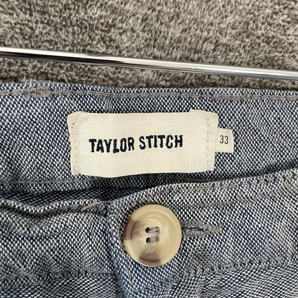 Taylor Stitch Shorts Mens 33 Blue Textured Chino 9 Inseam Flat Front Casual